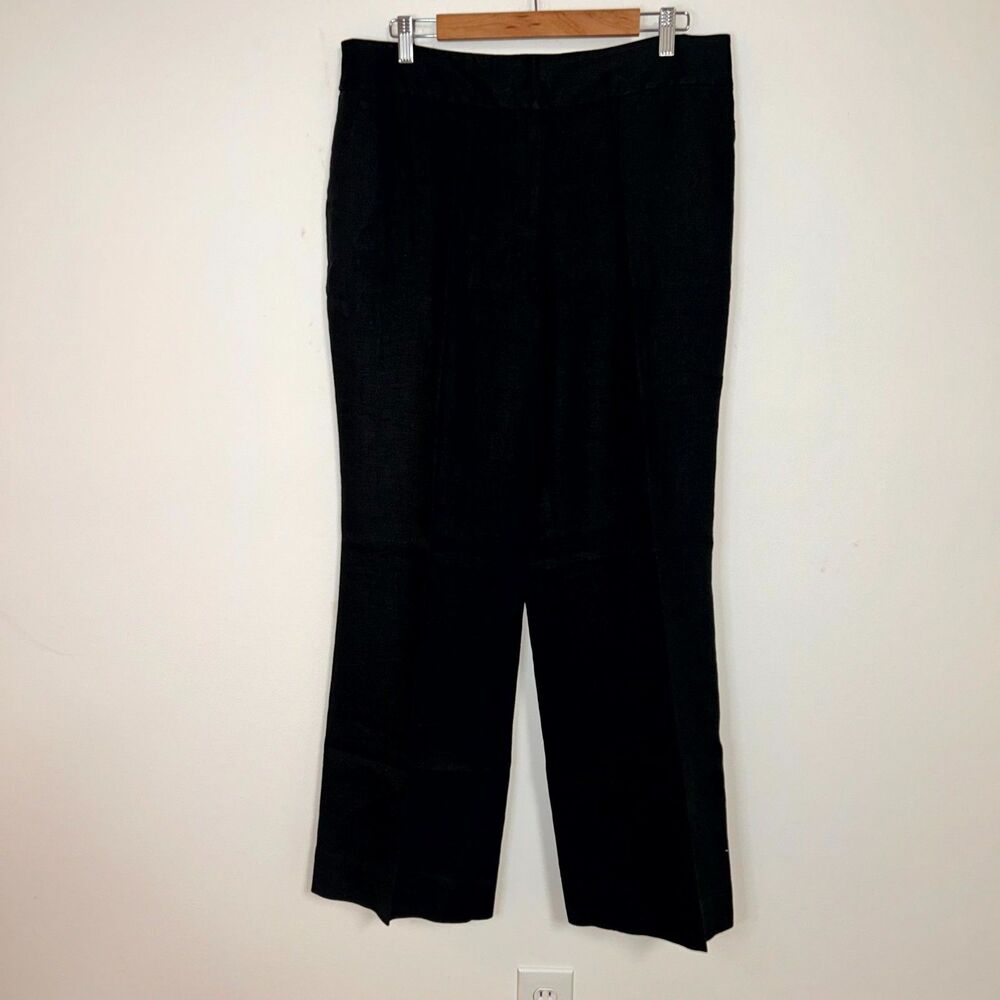 Ann Taylor LOFT Dress Pants Women's 12 Black 100% Linen Straight Leg Business